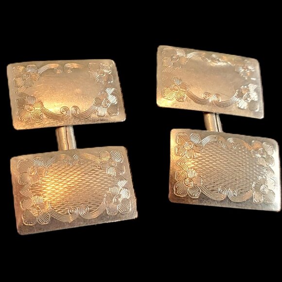 Victorian Art Nouveau Sterling Silver Cufflinks - Etsy VTG/Antique Silver Cufflinks Art Nouveau Edwardian Rectangle Lightweight